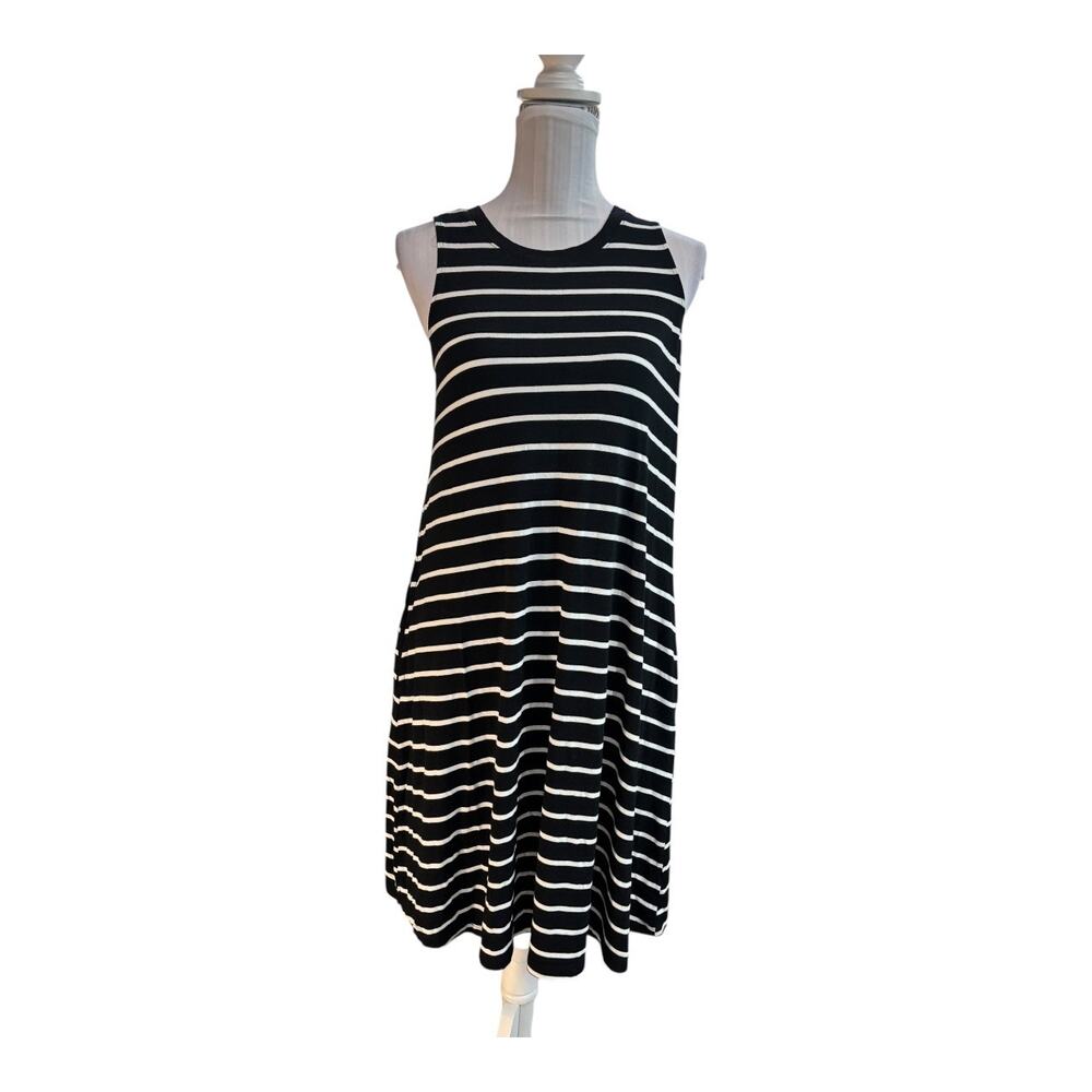 Time & Tru Black Striped A-Line Dress Size S